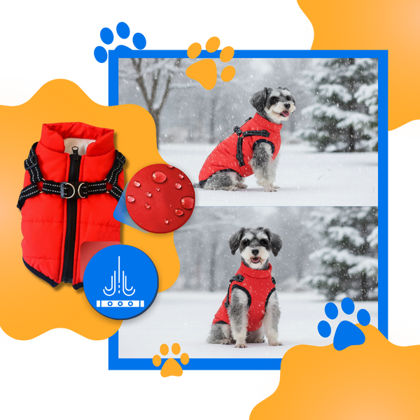 Waterproof Winter Dog Jacket With Built In Harness For Warmth