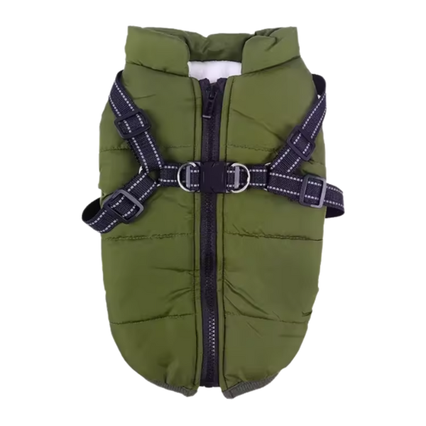 Waterproof Winter Dog Jacket With Built In Harness For Warmth
