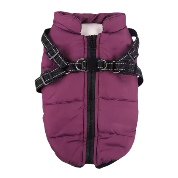 Waterproof Winter Dog Jacket With Built In Harness For Warmth