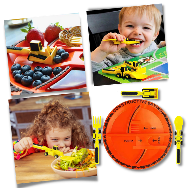 Kids Plate and Utensils Set for Healthy, Independent Mealtimes