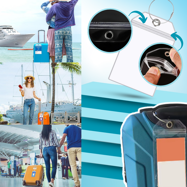 Premium Waterproof Luggage Tag With Clear Visibility And Secure Metal Loops