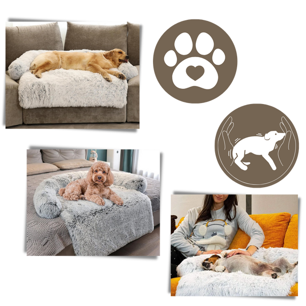 Calming Dog Furniture Protector With Plush Bolsters And Waterproof Liner