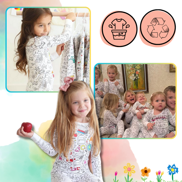 Interactive Colorable Pajama Set For Kids With Reusable Ink Patterns