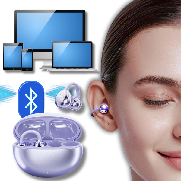 Open Ear Clip Headphones With Dual Device Connectivity For Crystal Clear Sound