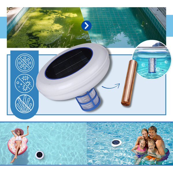Solar Copper Pool Ionizer With LED Mood Lighting For Crystal Clear Water