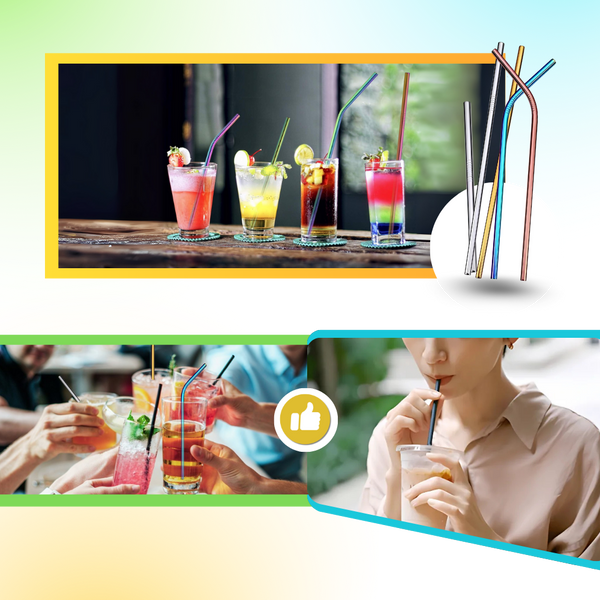Easy Cleaning Stainless Steel Drinking Straw Set With Brushes And Bag