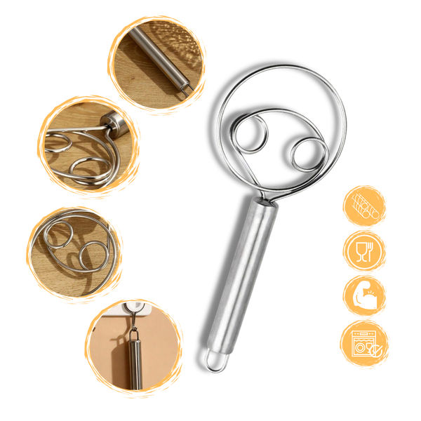 Premium Stainless Dough Whisk With 3 Coil Design For Effortless Mixing