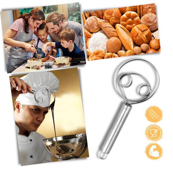Premium Stainless Dough Whisk With 3 Coil Design For Effortless Mixing