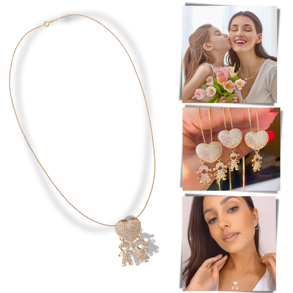Mum Charm Necklace Symbolizing Bond With Children, Adjustable