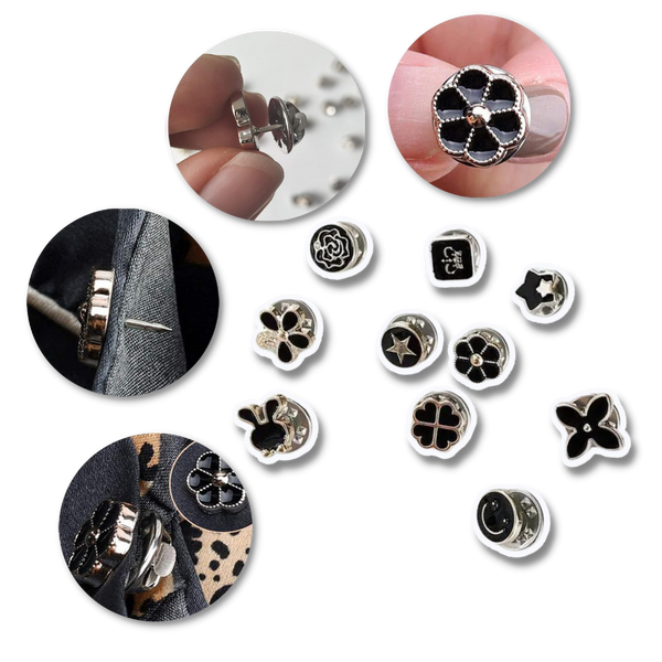 Premium No-Sew Button Brooch Pins Set Of Ten For Customizable Style