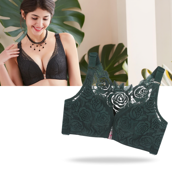 Lace Wireless Bra With Front Closure And Gentle Push Up Lift