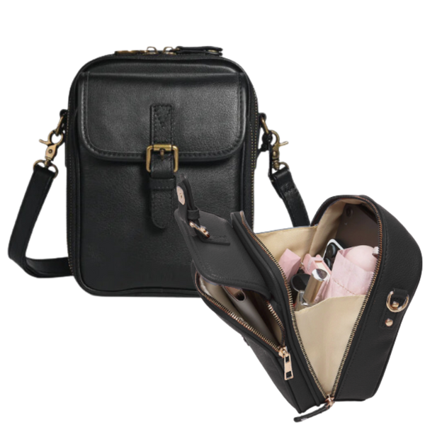 Vegan Leather Crossbody Bag With Built-In Wallet And Quick-Access Pockets