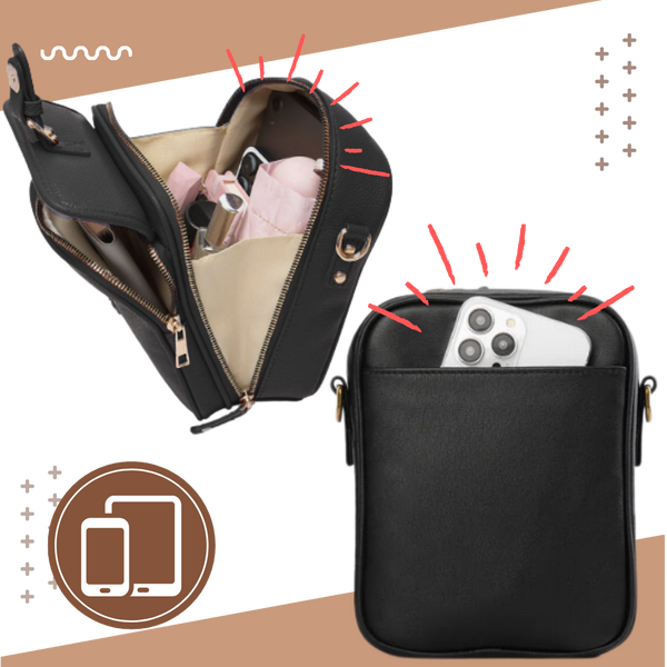 Vegan Leather Crossbody Bag With Built-In Wallet And Quick-Access Pockets