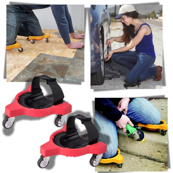 Flooring Knee Pads With Gel Cushions And Wheel Attachment