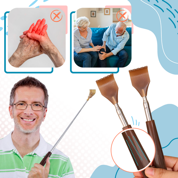 Extendable Scratch Tool With Built In Massager For Instant Itch Relief