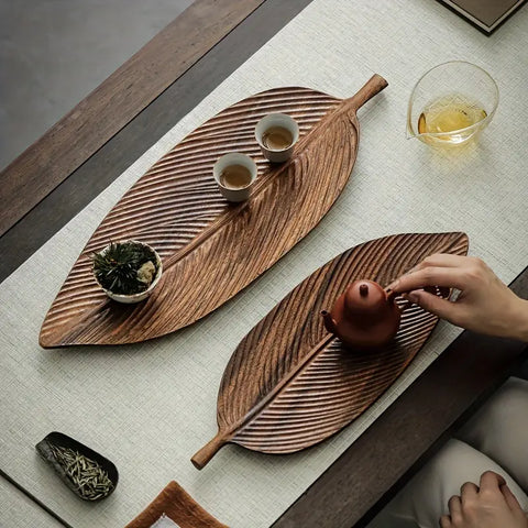 Eco Friendly Walnut Leaf Dinner Plates Natural Tableware