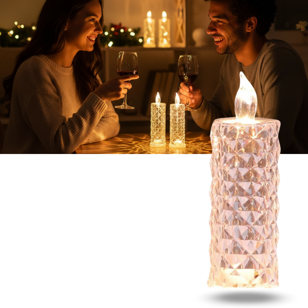 Battery-Powered Crystal Candle Lamp for Safe, Mess-Free Ambiance