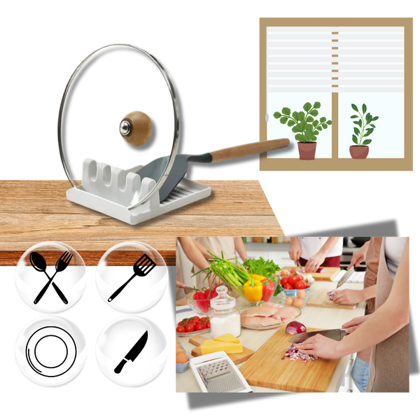 Four-Slot Silicone Spatula Rack With Non-Slip Heat-Resistant