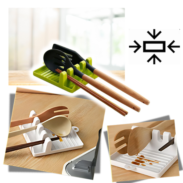 Four-Slot Silicone Spatula Rack With Non-Slip Heat-Resistant