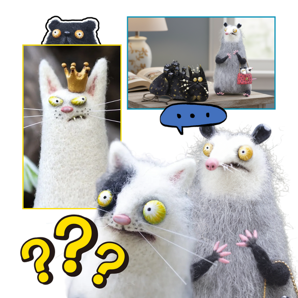 Handmade Wool Cat Figurine For Playful Home Decor Accent