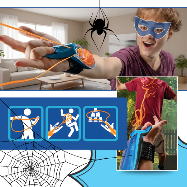Glowing Spider Web Toy With Retractable Rope For Safe Active Play