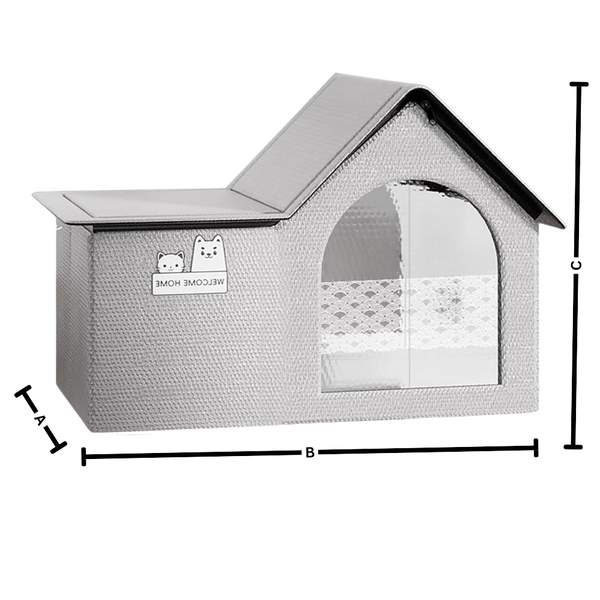 Cooling Cat House With Heat Reflective Insulation Layer