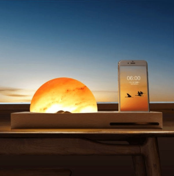 Natural Himalayan Salt Lamp Qi Wireless Charger For Smartphones