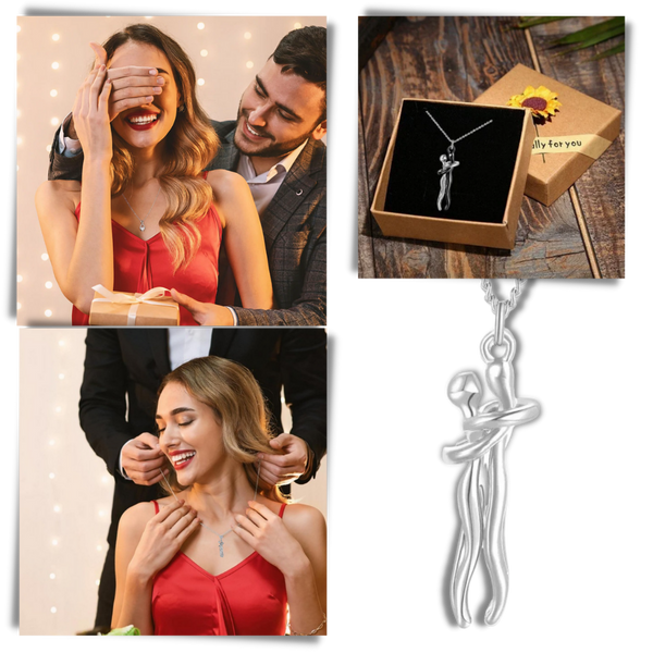 Hug Love Couple Necklace Symbolizing Lifelong Bond Keepsake