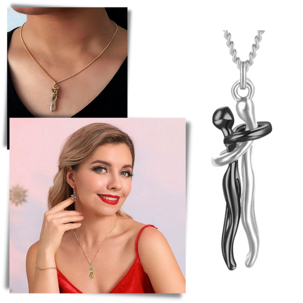 Hug Love Couple Necklace Symbolizing Lifelong Bond Keepsake