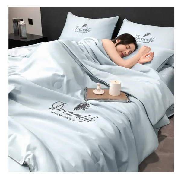Premium Icy Silk Linen Duvet Cover for Cool Night Comfort