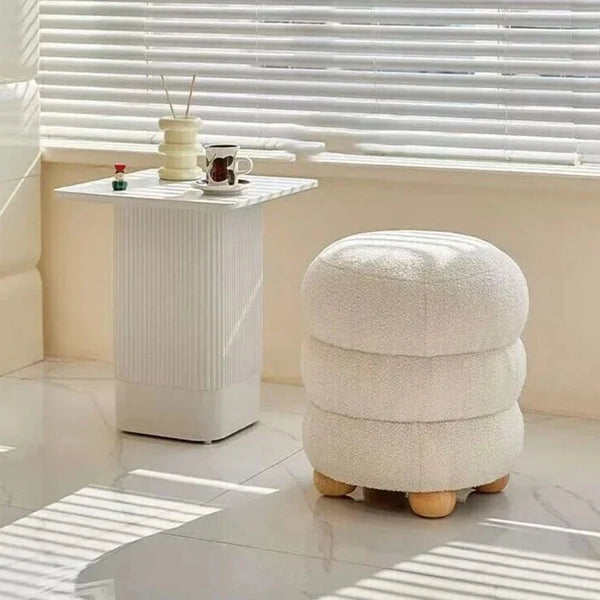 Macaron Velvet Swirl Ottoman Plush Cushion Footrest For Home