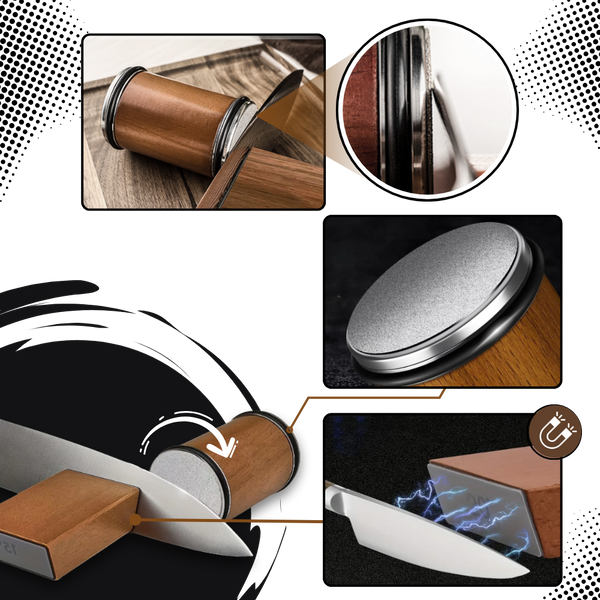 Precision Knife Sharpener with Magnetic Guide and Diamond Disc