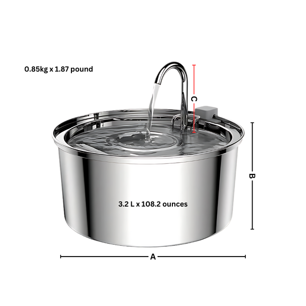 Large Capacity Cat Water Fountain for Hydration and Quiet Operation