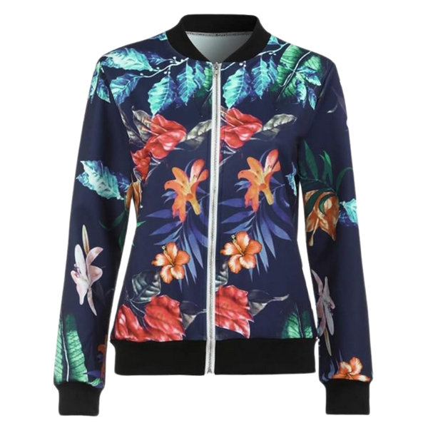 Floral Bomber Jacket With Lightweight Comfort And Zip Closure