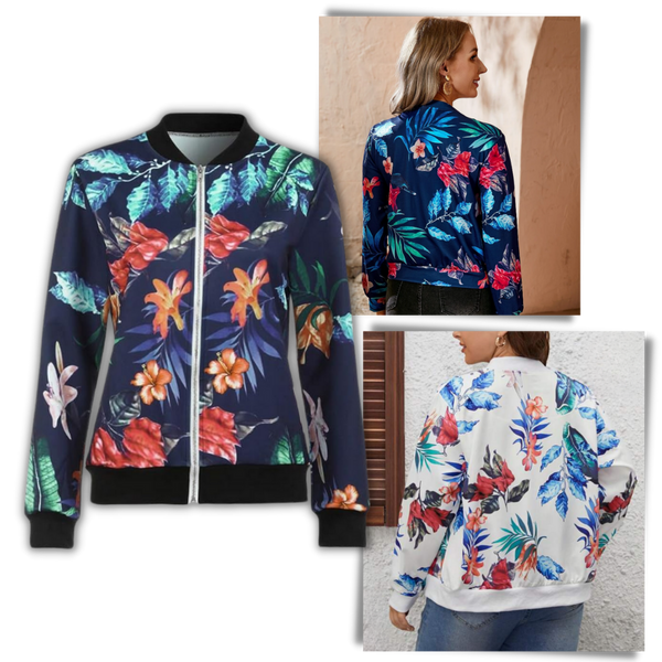 Floral Bomber Jacket With Lightweight Comfort And Zip Closure