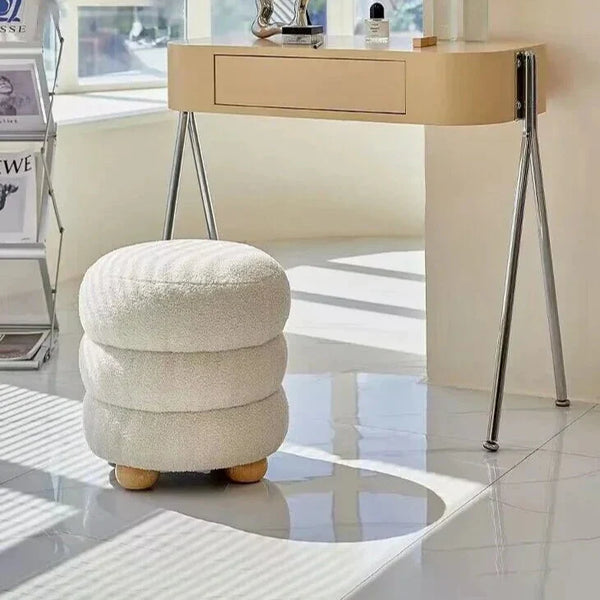 Macaron Velvet Swirl Ottoman Plush Cushion Footrest For Home