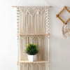 Boho Macrame Floating Wall Shelf Handcrafted Wood For Home Decor