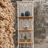Boho Macrame Floating Wall Shelf Handcrafted Wood For Home Decor