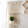 Boho Macrame Floating Wall Shelf Handcrafted Wood For Home Decor