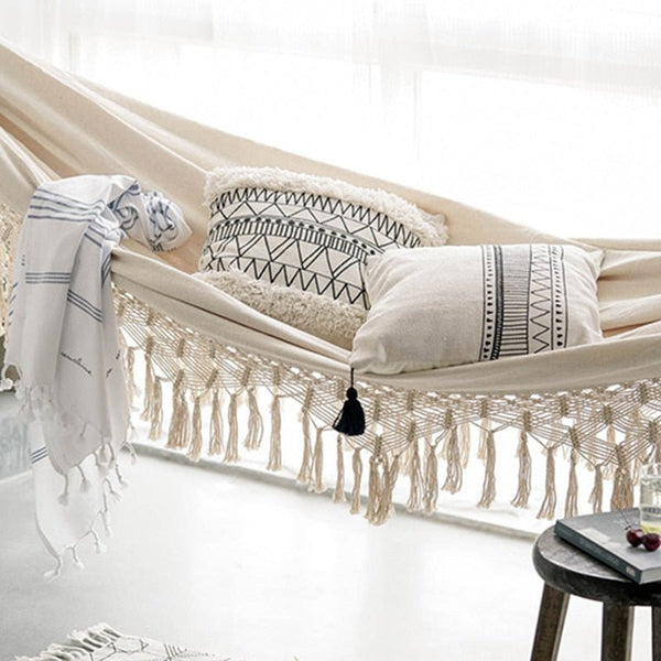 Handcrafted Cotton Macrame Hammock With Loop End For Easy Hanging