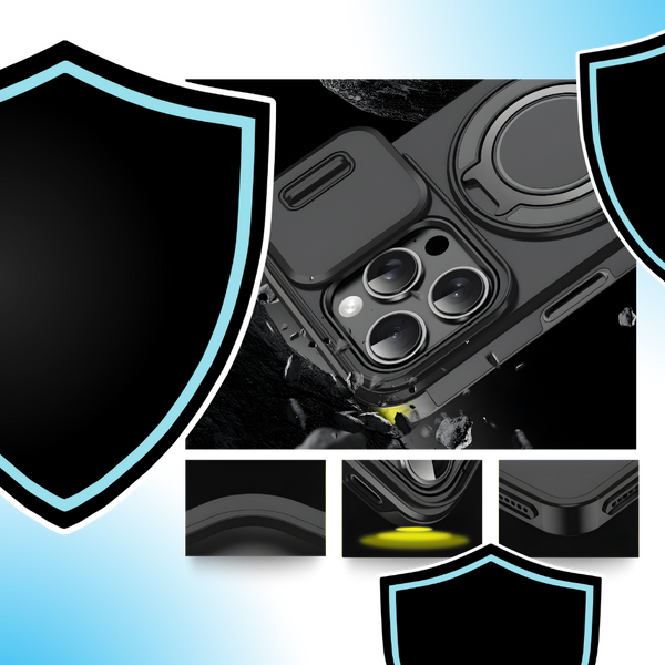 Magnetic Armor iPhone Case With 360 Degree Kickstand And Camera Shield