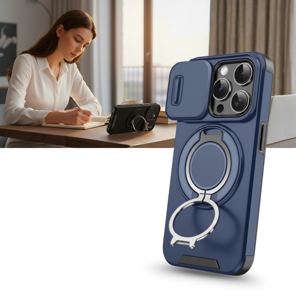 Magnetic Armor iPhone Case With 360 Degree Kickstand And Camera Shield