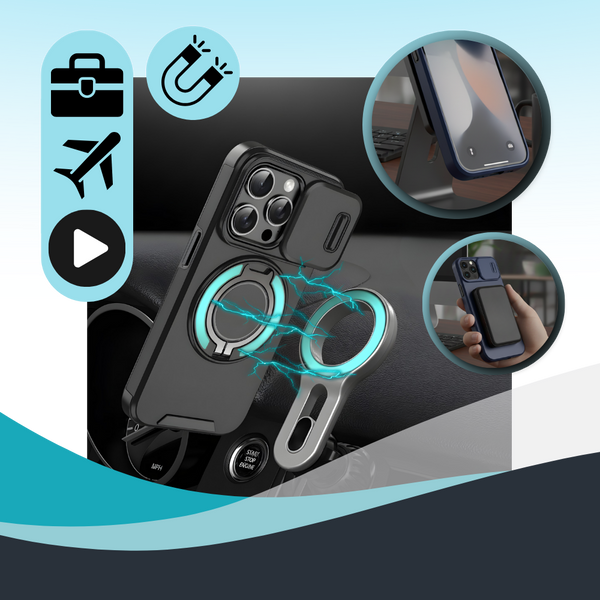 Magnetic Armor iPhone Case With 360 Degree Kickstand And Camera Shield