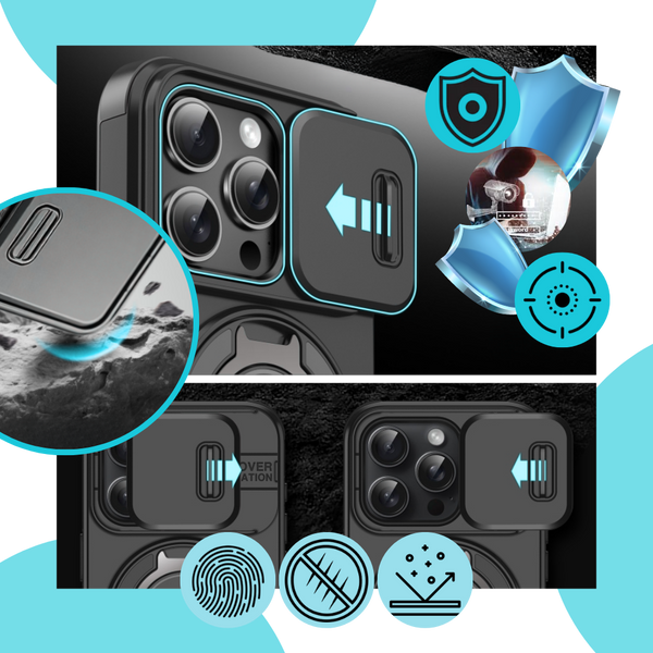 Magnetic Armor iPhone Case With 360 Degree Kickstand And Camera Shield