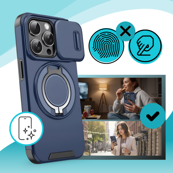 Magnetic Armor iPhone Case With 360 Degree Kickstand And Camera Shield