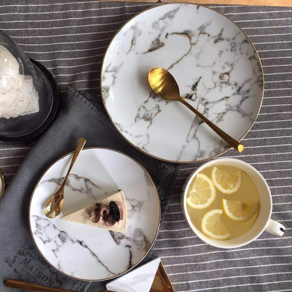 Elegant Marble Plate 2 Piece Set For Modern Dining Table Setting