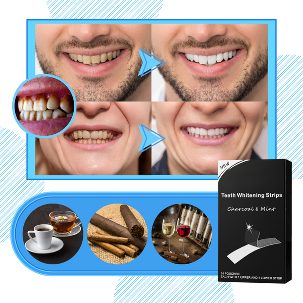 Minty Charcoal Whitening Strips For Gentle Enamel Safe Stain Removal