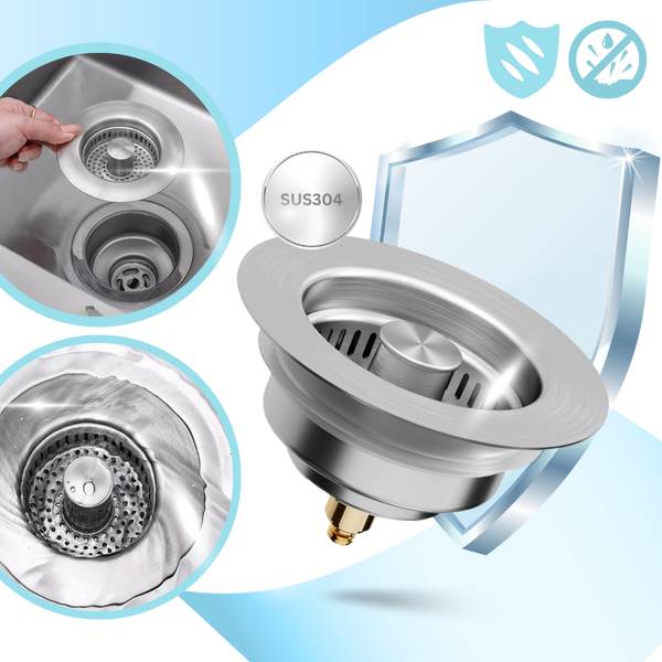 Premium 3-in-1 Stainless Steel Sink Drain With Odor Block And Water Storage