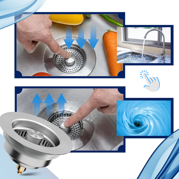 Premium 3-in-1 Stainless Steel Sink Drain With Odor Block And Water Storage