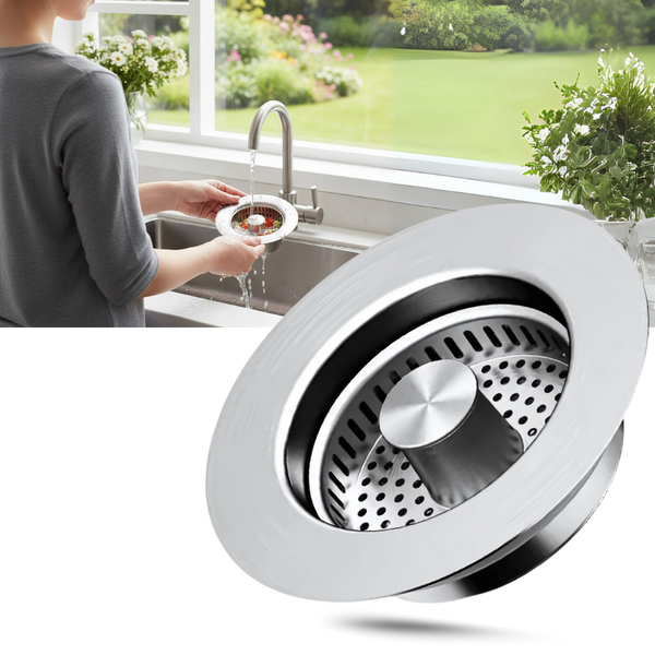 Premium 3-in-1 Stainless Steel Sink Drain With Odor Block And Water Storage
